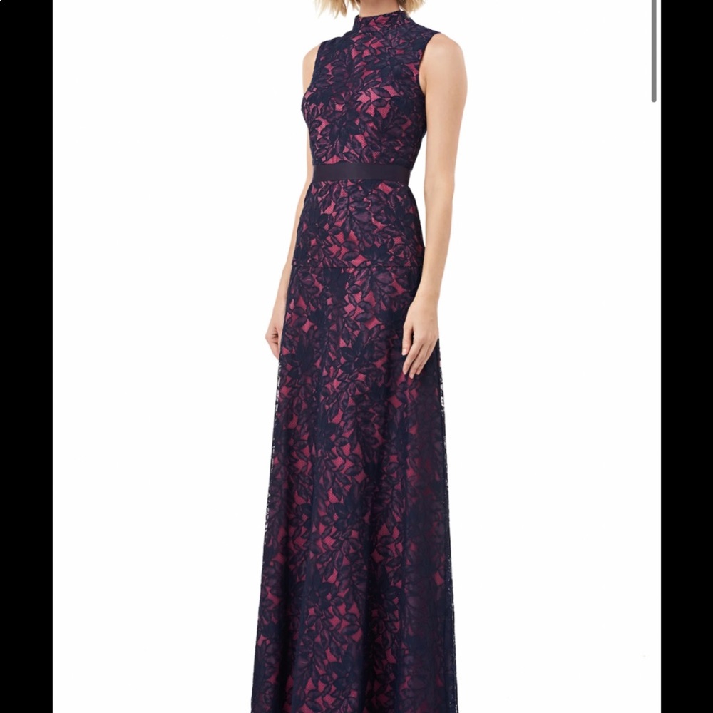KAY UNGER Women's Pink/Blue Floral Lace Size  10